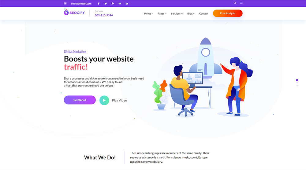 20+ отличных тем WordPress с Slider Revolution 22 Seocify WordPress Theme with Slider
