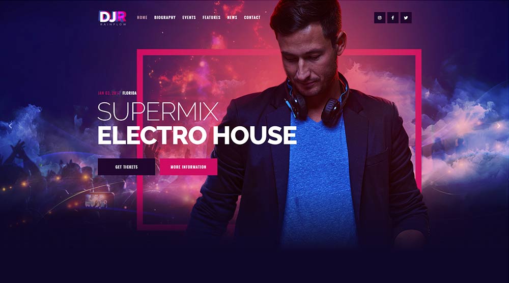 DJ Rainflow Music WordPress Theme