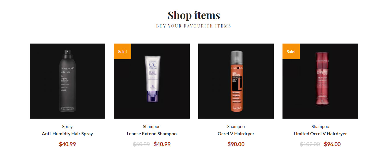 Hair Salon Shop Items