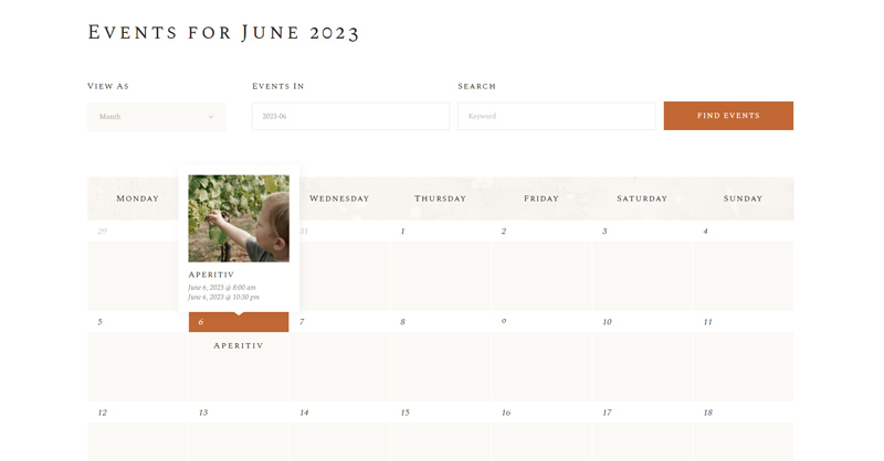 Aperitif WordPress Theme Calendar