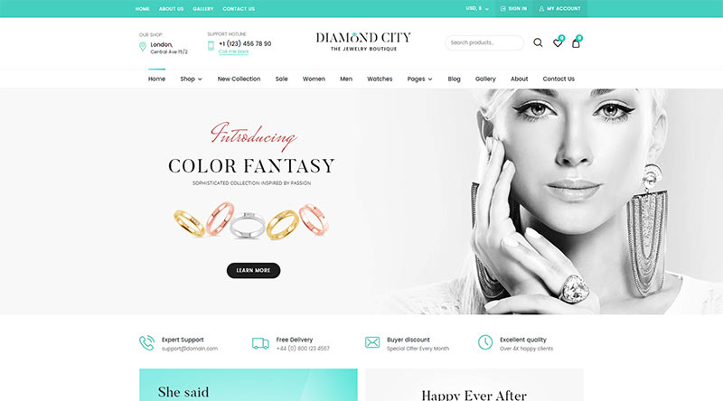 Top 10 teme WordPress pentru magazinul de bijuterii 7 Dici WordPress Theme