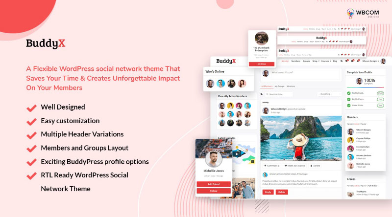始めるための5つ以上の無料のElementorテーマ9 BuddyX WP Themes