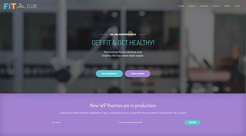 Fitness Club WordPress Theme