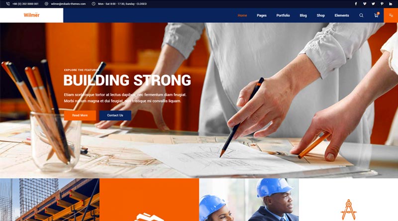 11 个工程师 WordPress 主题来提升您的网站 3 Wilmer Engineers WordPress Themes
