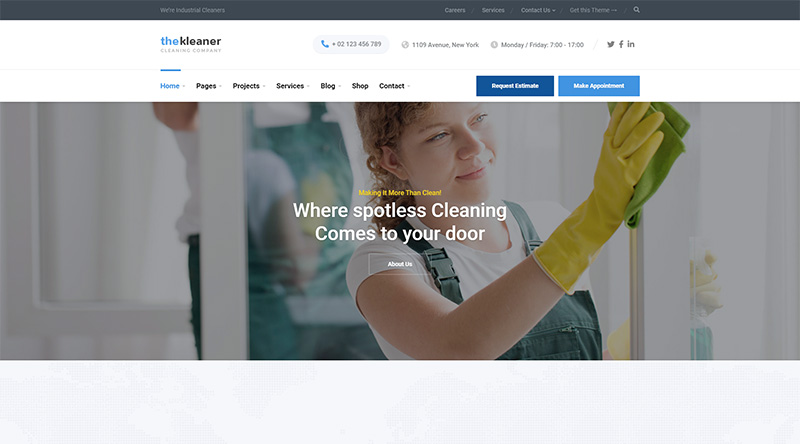 5 temas WordPress da empresa de limpeza para fazer seu site brilhar 5 The Kleaner WordPress Theme
