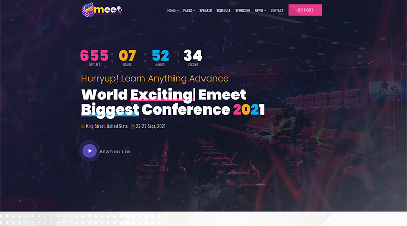 5+ 活动和会议 WordPress 主题吸引人群 10 eMeet WordPress Theme