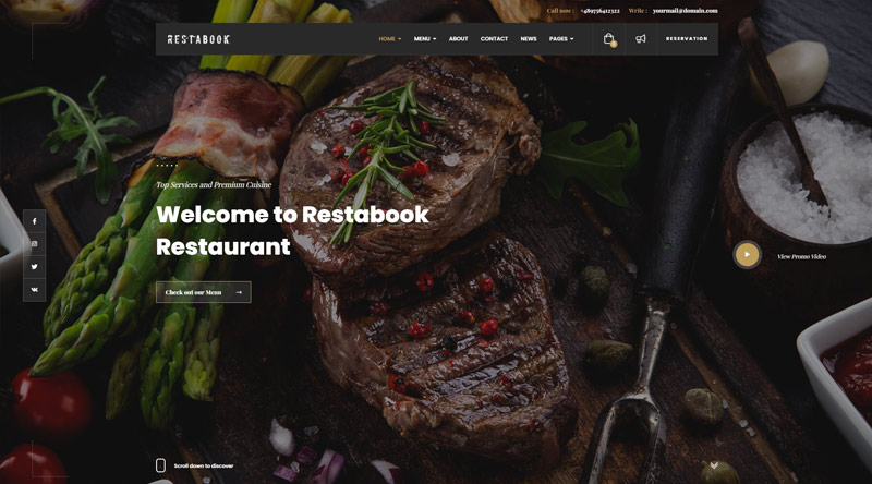 10개 이상의 최고의 프리미엄 레스토랑 WordPress 테마 14 Restabook WordPress Theme