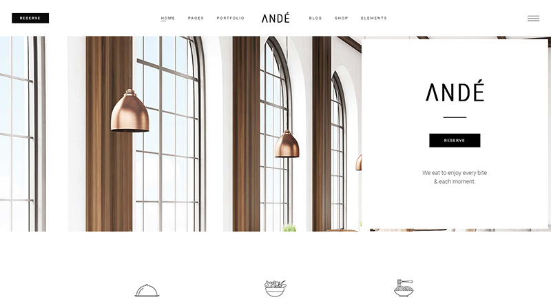 10개 이상의 최고의 프리미엄 레스토랑 WordPress 테마 9 Ande WordPress theme