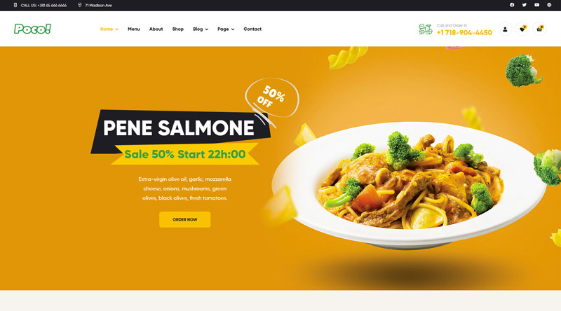 10개 이상의 최고의 프리미엄 레스토랑 WordPress 테마 5 Poco WordPress Theme