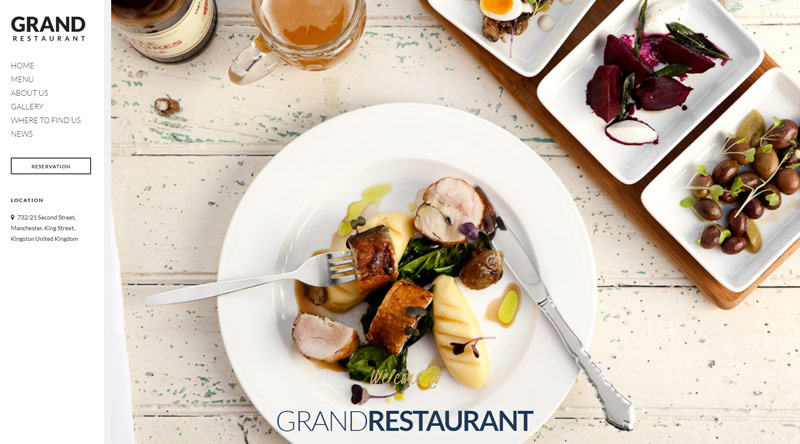 10개 이상의 최고의 프리미엄 레스토랑 WordPress 테마 11 Grand Restaurant WordPress