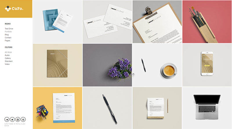 20개 이상의 최고의 아티스트 포트폴리오 Wordpress 테마 16 Cufo WordPress Theme