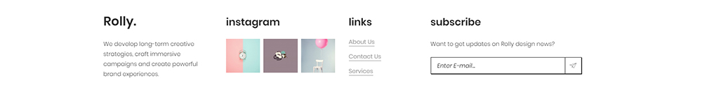 20개 이상의 최고의 아티스트 포트폴리오 Wordpress 테마 32 Rolly WordPress Theme - Footer