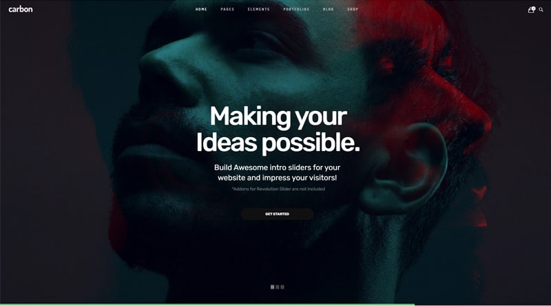 20개 이상의 최고의 아티스트 포트폴리오 Wordpress 테마 43 Carbon WordPress Theme