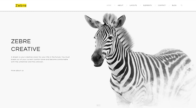 20개 이상의 최고의 아티스트 포트폴리오 Wordpress 테마 27 Zebre WordPress Theme