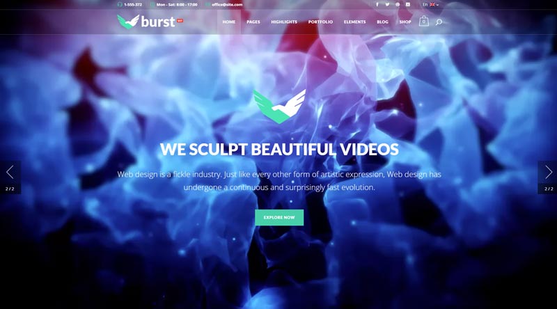 10+ ธีม WordPress พื้นหลังวิดีโอสำหรับช่องใด ๆ 3 Burst WordPress Theme
