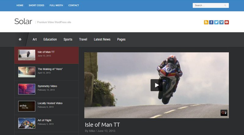 10+ ธีม WordPress พื้นหลังวิดีโอสำหรับช่องใด ๆ 5 Solar Video WordPress Theme