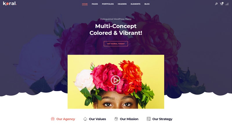 每個利基的 10 個多彩 WordPress 主題 11 Koral WordPress Theme