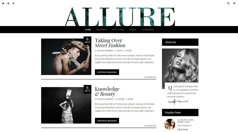 Allure Blog WordPress Theme