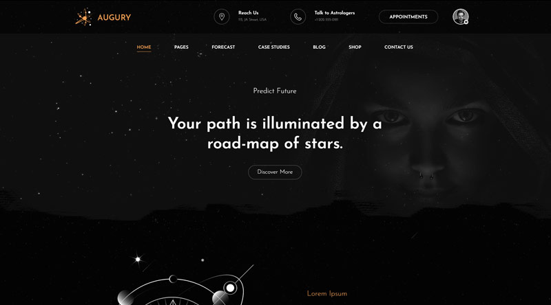 5 meilleurs thèmes WordPress d'astrologie pour un succès étoilé 5 Augury Astrology WordPress Themes