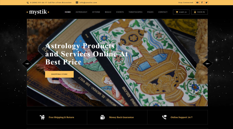5 meilleurs thèmes WordPress d'astrologie pour un succès étoilé 4 Mystik Astrology WordPress Themes