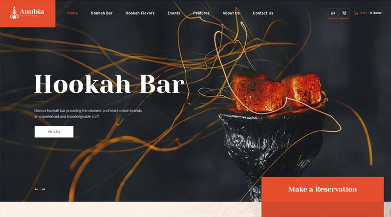 5 тем WordPress для курения горячего табака 4 Anubia WP Theme