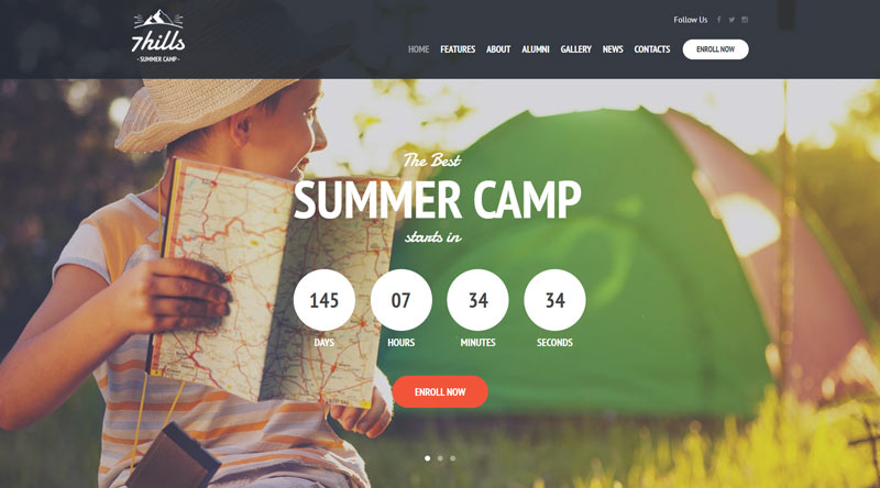 Top 5+ teme WordPress pentru tabăra de vară pentru aventuri de neuitat 6 SevenHills WP Theme