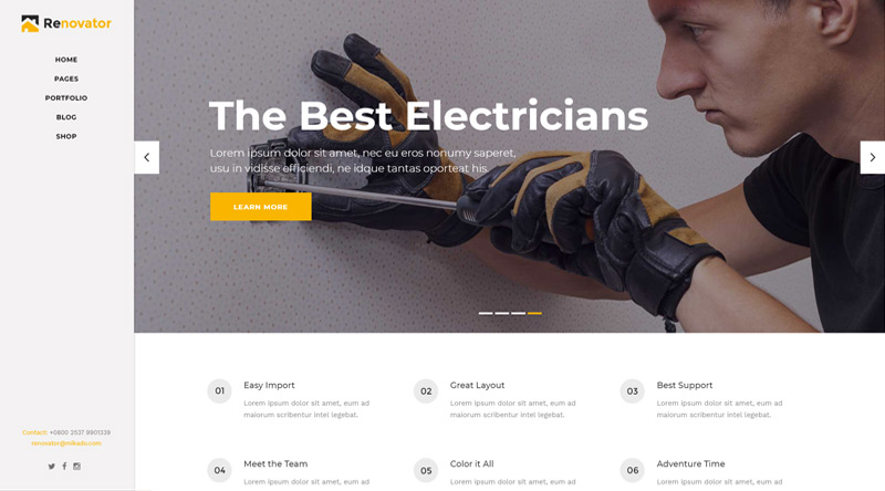 Renovator Electrician WordPress Themes