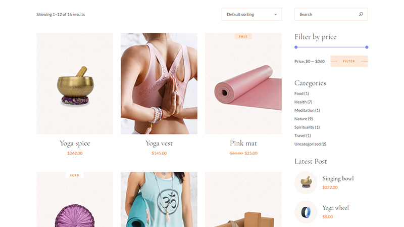 Hatha Yoga WordPress theme shop