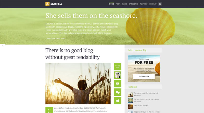 SeaShell WordPress Theme