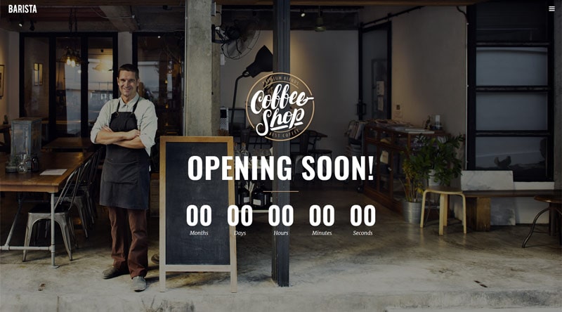 Barista Coming Soon WordPress Themes