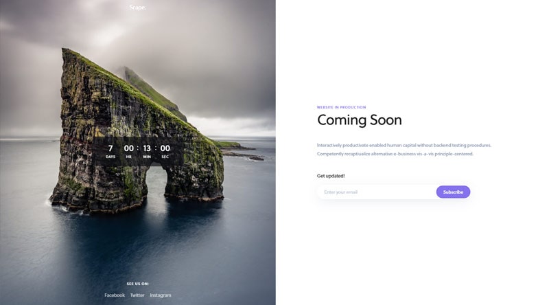 Scape Coming Soon WordPress Themes