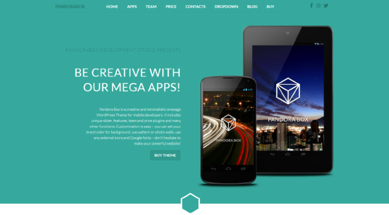 Pandora Box one page WordPress theme