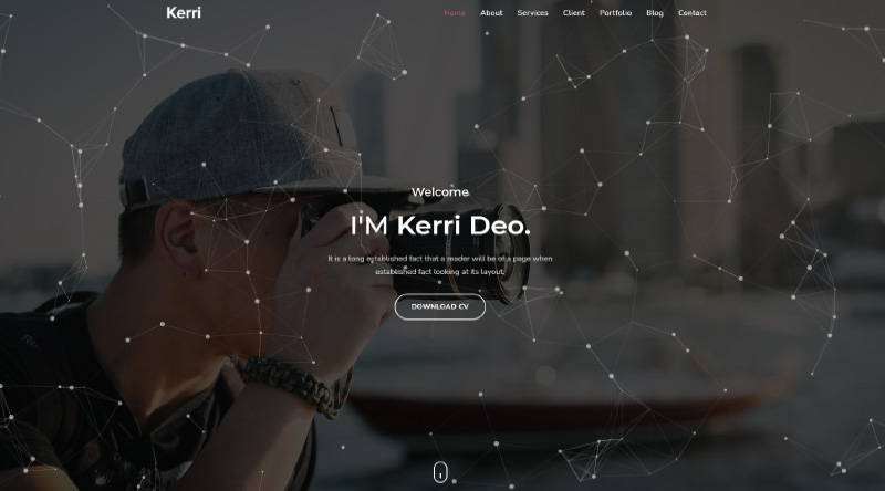 크리에이티브를 위한 20개 이상의 최고의 포트폴리오 웹사이트 템플릿 22 Kerri HTML Template