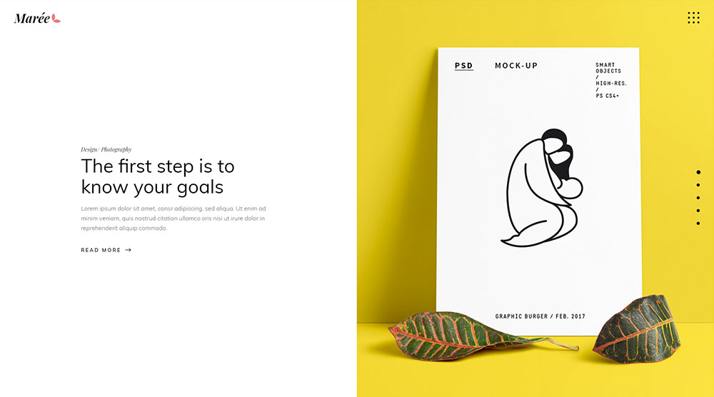 크리에이티브를 위한 20개 이상의 최고의 포트폴리오 웹사이트 템플릿 11 Maree WordPress Theme - Split Sider Sowcase Shortcode