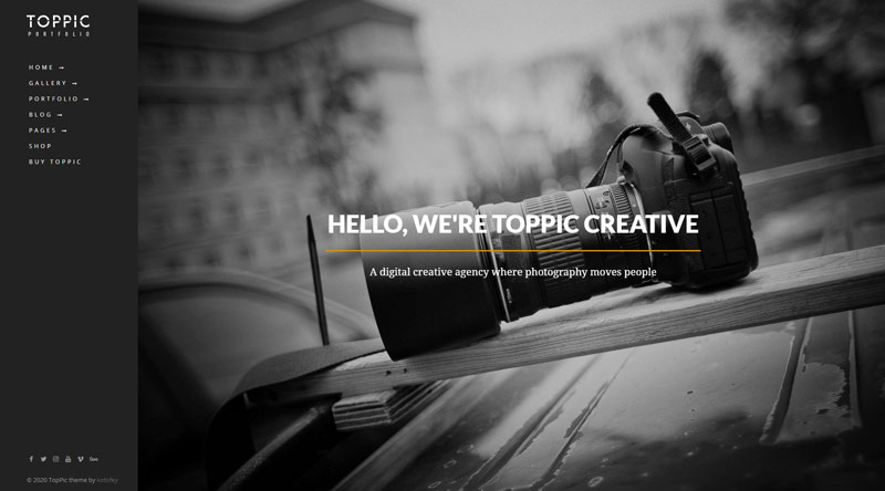 크리에이티브를 위한 20개 이상의 최고의 포트폴리오 웹사이트 템플릿 19 TopPic WordPress Theme