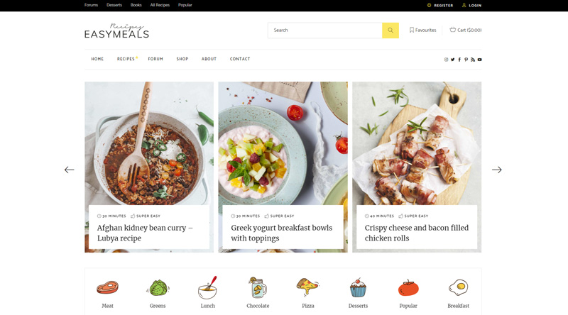 Gerçek Dönüşüm için En İyi 5 WordPress Teması 3 EasyMeals Food Blog WordPress Theme