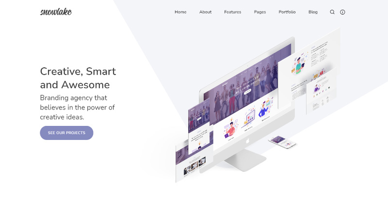 オリジナルのウェブサイトのための5つ以上のユニークなWordPressテーマ5 Snowlake WordPress Theme
