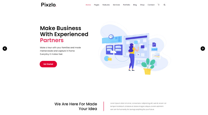 オリジナルのウェブサイトのための5つ以上のユニークなWordPressテーマ8 Pixzlo WordPress Theme