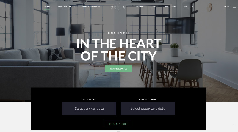 5最もユーザーフレンドリーなベッド&ブレックファーストのWordPressテーマ5 Hotel Xenia WordPress Theme