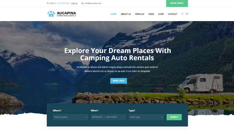 5+ melhores temas WordPress de acampamento para New Adventure 7 Aucapina WordPress Theme