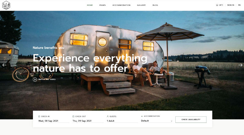 5+ Melhores Temas WordPress de Camping para New Adventure 2 Kamperen WordPress Theme