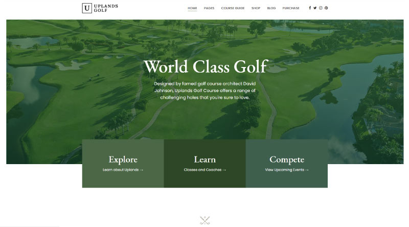 Cele mai atrăgătoare 5 teme WordPress de golf 5 Uplands WP Theme