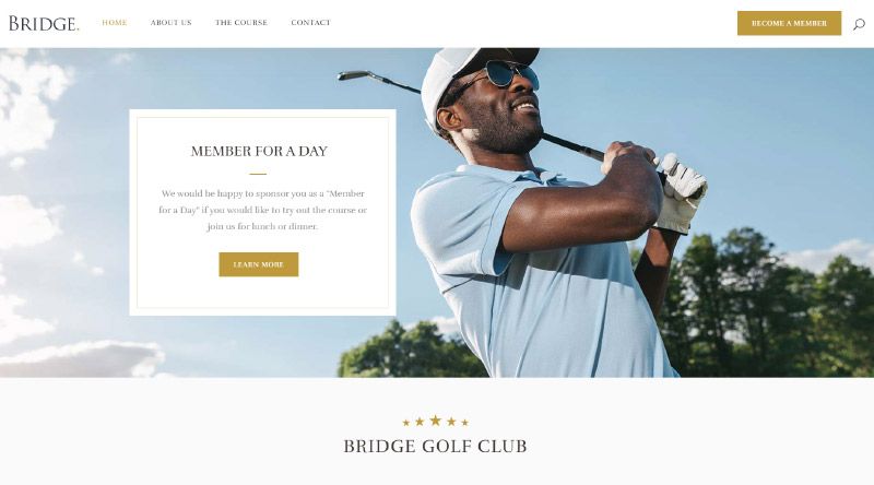 Cele mai atrăgătoare 5 teme WordPress de golf 3 Bridge golf WP Theme