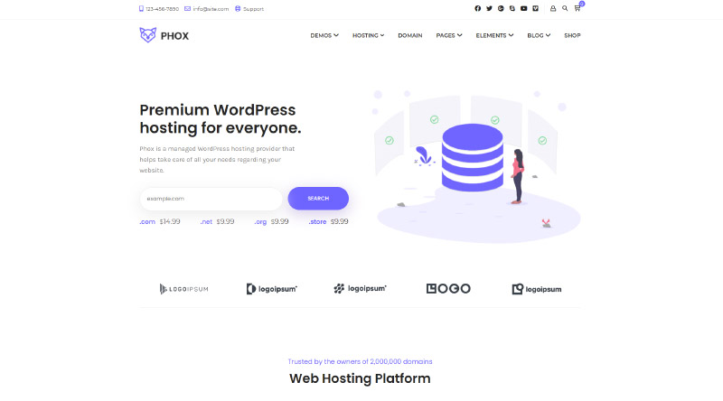 5 melhores temas WordPress de hospedagem profissional 6 Phox WordPress Theme