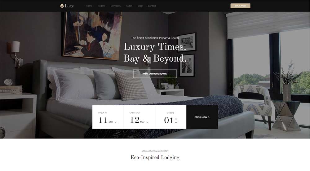 10 Tema WordPress Teratas untuk Kamar Hotel 8 Luxe WordPress Theme