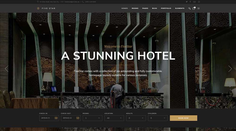 10 Tema WordPress Teratas untuk Kamar Hotel 7 Five Star WordPress Theme