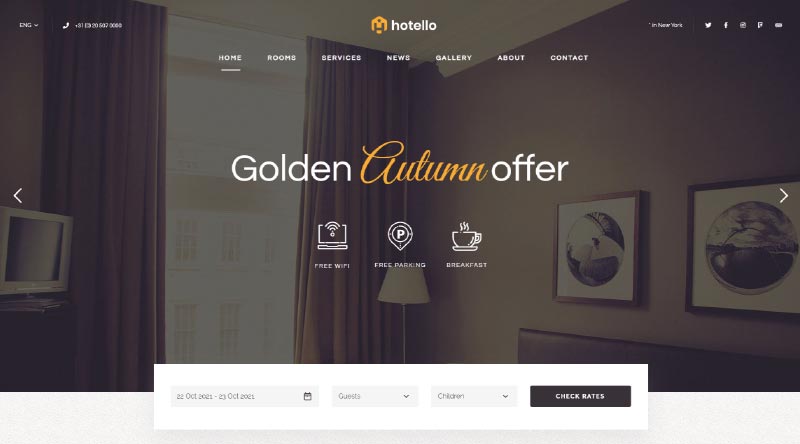 10 Tema WordPress Teratas untuk Kamar Hotel 9 Hotel WP Theme