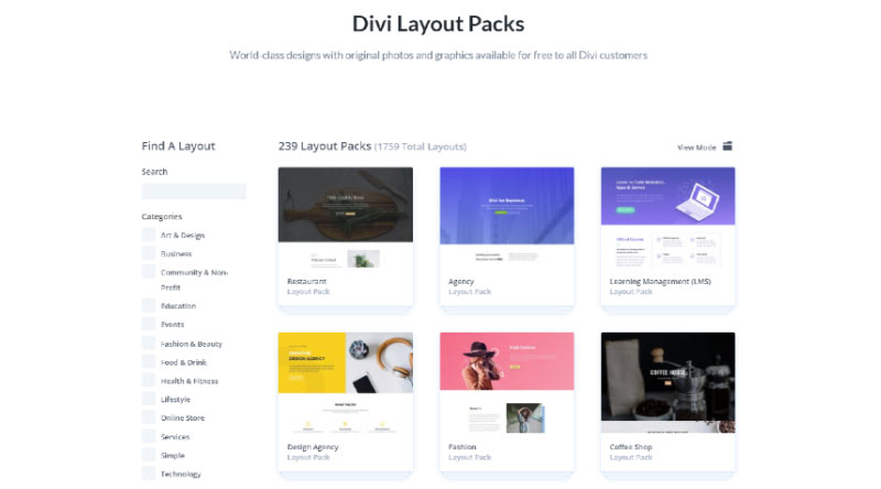 أكثر من 5 ثيمات مستجيبة مجانية مع محتوى تجريبي 5 Divi Layout Packs