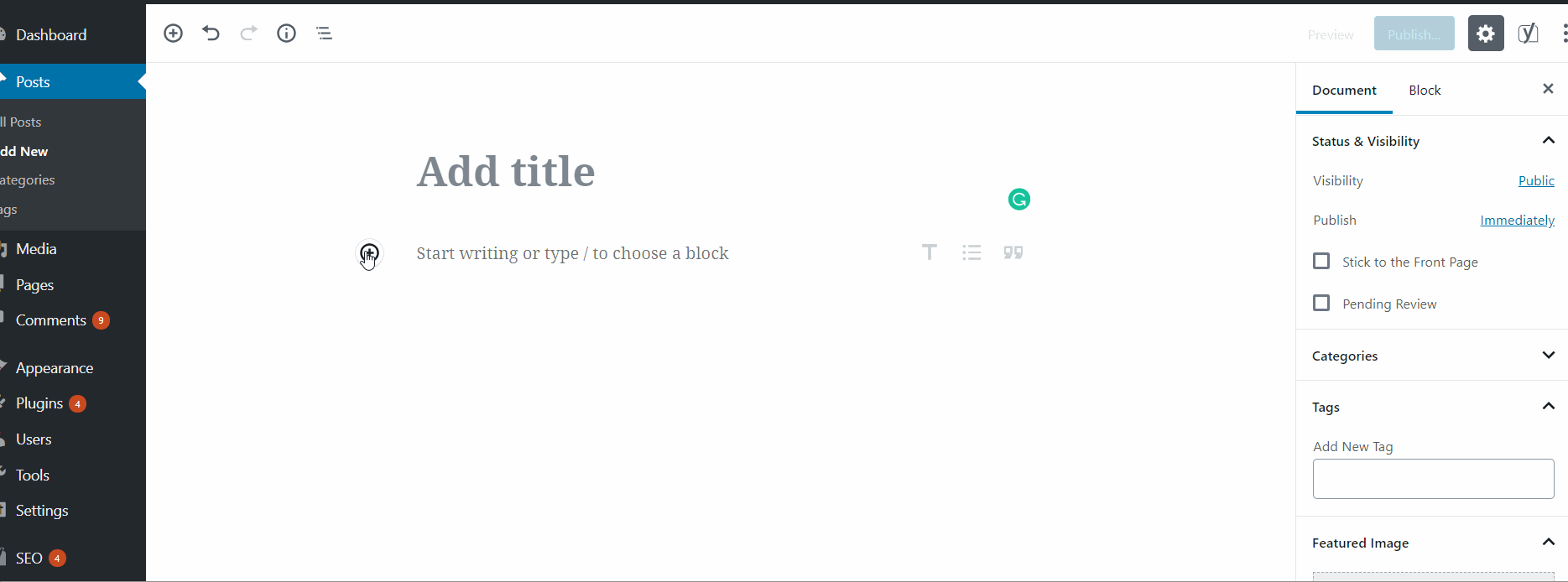 Einen neuen Beitrag in WordPress hinzufügen