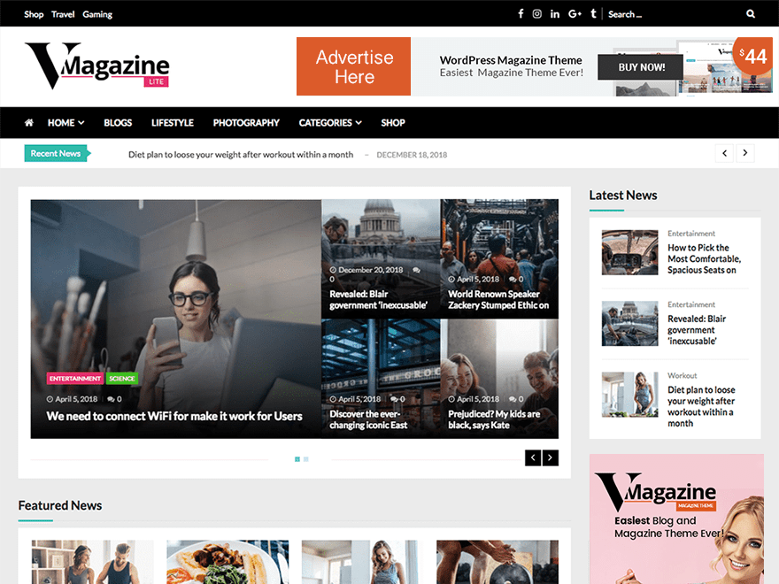teme WordPress pentru reviste